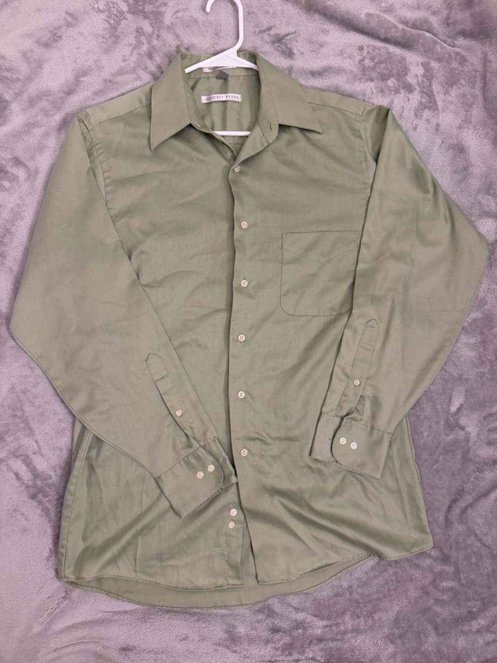 Geoffrey Beene Olive Green Long-Sleeve Button-Up Shirt